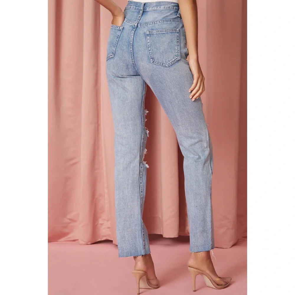 SUPERDOWN • Light Wash Ramona Distressed Straight Jeans, 27 - Picture 2 of 16